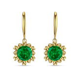 Round Cubic Zirconia Flower Heart Designer Fishhook Earring 925 Sterling Silver