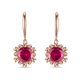 Round Cubic Zirconia Flower Heart Designer Fishhook Earring 925 Sterling Silver