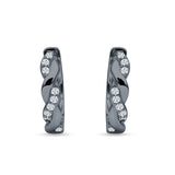 Twisted Infinity Round Cubic Zirconia Huggie Hoop Earring 925 Sterling Silver