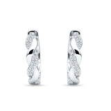 Twisted Infinity Round Cubic Zirconia Huggie Hoop Earring 925 Sterling Silver