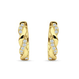 Twisted Infinity Round Cubic Zirconia Huggie Hoop Earring 925 Sterling Silver