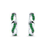 Twisted Infinity Round Cubic Zirconia Huggie Hoop Earring 925 Sterling Silver
