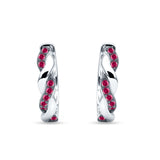 Twisted Infinity Round Cubic Zirconia Huggie Hoop Earring 925 Sterling Silver