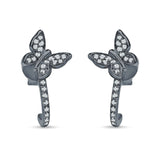 Butterfly Cluster Stud Earring Cubic Zirconia 925 Sterling Silver