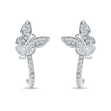 Butterfly Cluster Stud Earring Cubic Zirconia 925 Sterling Silver