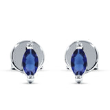 Marquise Solitaire Stud Earring Cubic Zirconia 925 Sterling Silver