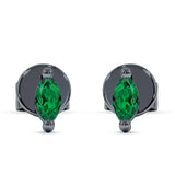 Marquise Solitaire Stud Earring Cubic Zirconia 925 Sterling Silver