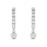 Round Charm Huggie Hoop Earring Cubic Zirconia 925 Sterling Silver