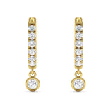 Round Charm Huggie Hoop Earring Cubic Zirconia 925 Sterling Silver