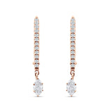 Dangle Hoop 22mm Leverback Earrings Round & Marquoise CZ 925 Sterling Silver