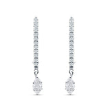 Dangle Hoop 22mm Leverback Earrings Round & Marquoise CZ 925 Sterling Silver