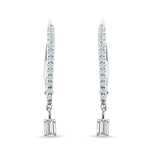 Dangle Hoop 22mm Leverback Earrings Round & Baguette CZ 925 Sterling Silver