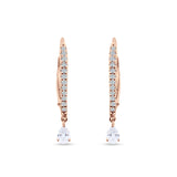 Round & Pear Teardrop CZ Dangle Hoop Leverback Earrings 925 Sterling Silver