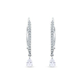 Round & Pear Teardrop CZ Dangle Hoop Leverback Earrings 925 Sterling Silver