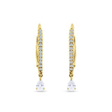 Round & Pear Teardrop CZ Dangle Hoop Leverback Earrings 925 Sterling Silver
