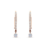 Eternity Round CZ Dangle Hoop Leverback Earrings 925 Sterling Silver