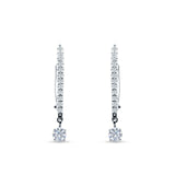 Eternity Round CZ Dangle Hoop Leverback Earrings 925 Sterling Silver