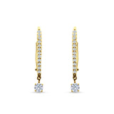 Eternity Round CZ Dangle Hoop Leverback Earrings 925 Sterling Silver