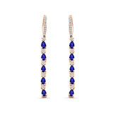 Drop Dangle Oblong Hoop Earring Pear Blue Sapphire CZ 925 Sterling Silver