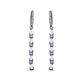 Drop Dangle Oblong Hoop Earring Pear Cubic Zirconia 925 Sterling Silver