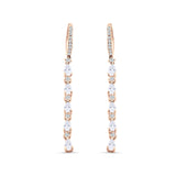 Drop Dangle Oblong Hoop Earring Pear Cubic Zirconia 925 Sterling Silver