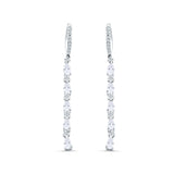 Drop Dangle Oblong Hoop Earring Pear Cubic Zirconia 925 Sterling Silver
