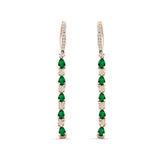 Drop Dangle Oblong Hoop Earring Pear Green Emerald CZ 925 Sterling Silver
