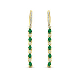 Drop Dangle Oblong Hoop Earring Pear Green Emerald CZ 925 Sterling Silver