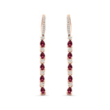 Drop Dangle Oblong Hoop Earring Pear Ruby CZ 925 Sterling Silver