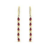 Drop Dangle Oblong Hoop Earring Pear Ruby CZ 925 Sterling Silver