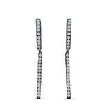 Round 39mm Drop Dangle Hoop Earring Cubic Zirconia 925 Sterling Silver