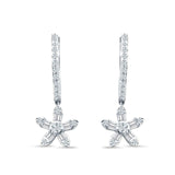 Dangle Drop Floral Star Hoop Earrings Cubic Zirconia 925 Sterling Silver