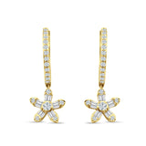 Dangle Drop Floral Star Hoop Earrings Cubic Zirconia 925 Sterling Silver