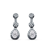 Drop Dangle 19mm Pear Stud Earrings Cubic Zirconia 925 Sterling Silver