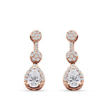 Drop Dangle 19mm Pear Stud Earrings Cubic Zirconia 925 Sterling Silver