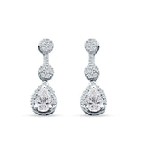Drop Dangle 19mm Pear Stud Earrings Cubic Zirconia 925 Sterling Silver