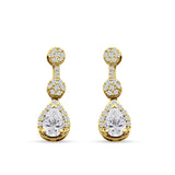 Drop Dangle 19mm Pear Stud Earrings Cubic Zirconia 925 Sterling Silver