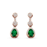Drop Dangle 19mm Pear Stud Earrings Green Emerald CZ 925 Sterling Silver