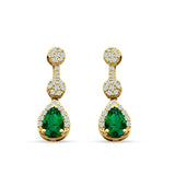 Drop Dangle 19mm Pear Stud Earrings Green Emerald CZ 925 Sterling Silver