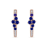 Minimalist 12.7mm Round CZ & Blue Sapphire CZ Hoop Earrings 925 Sterling Silver