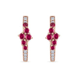 Minimalist 12.7mm Round CZ & Ruby CZ Hoop Earrings 925 Sterling Silver