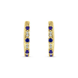 Minimalist 18mm Round Cluster CZ & Blue Sapphire CZ Hoop Earrings 925 Sterling Silver