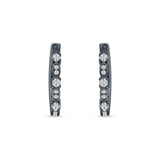 Minimalist 18mm Round Cluster Cubic Zirconia Hoop Earrings 925 Sterling Silver