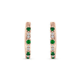 Minimalist 18mm Round Cluster CZ & Green Emerald CZ Hoop Earrings 925 Sterling Silver