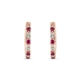 Minimalist 18mm Round Cluster CZ & Ruby CZ Hoop Earrings 925 Sterling Silver