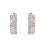 Emerald Cut 12mm Cubic Zirconia Hoop Earrings 925 Sterling Silver