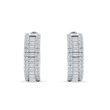 Emerald Cut 12mm Cubic Zirconia Hoop Earrings 925 Sterling Silver