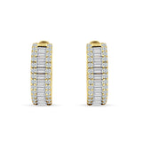 Emerald Cut 12mm Cubic Zirconia Hoop Earrings 925 Sterling Silver
