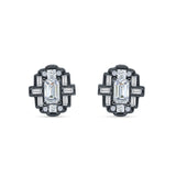 Floral 10.3mm Multistone Stud Earrings Cubic Zirconia 925 Sterling Silver