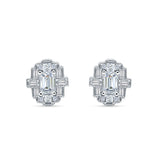 Floral 10.3mm Multistone Stud Earrings Cubic Zirconia 925 Sterling Silver